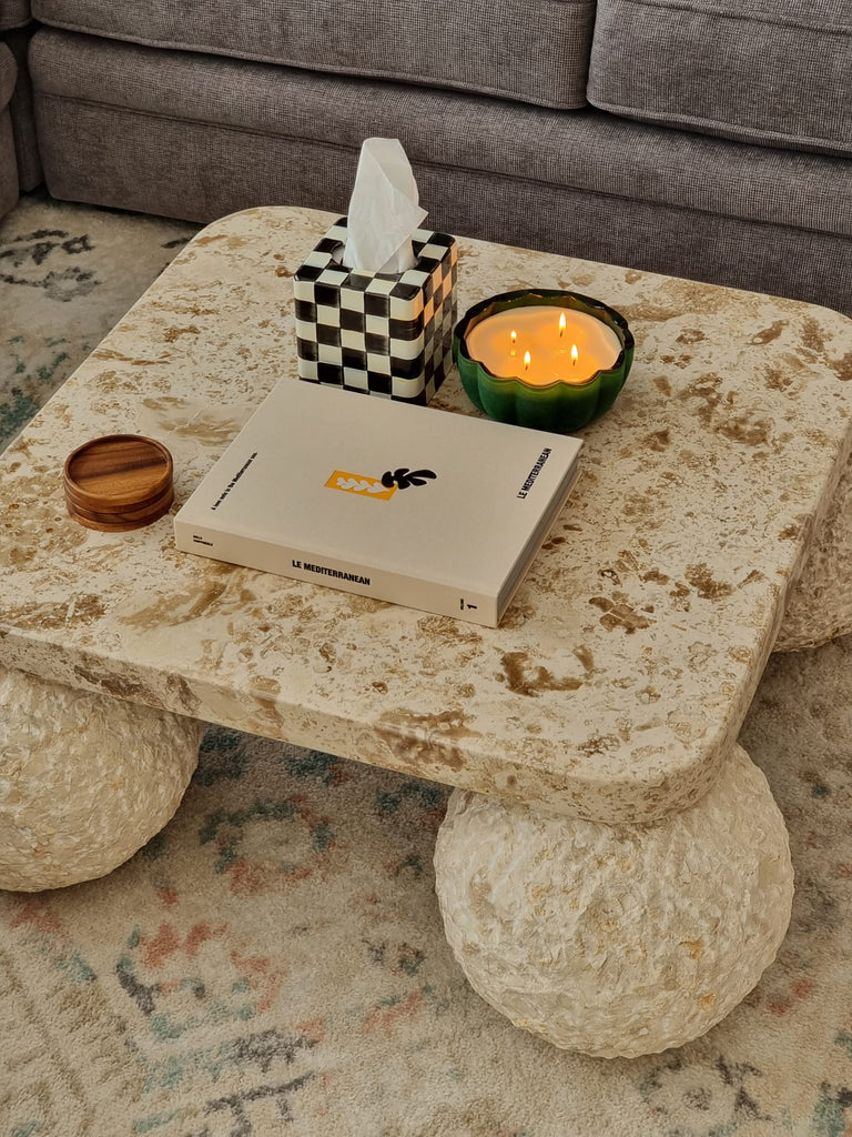 Clarey Coffee Table - Crema Marble